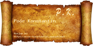 Poór Konstantin névjegykártya